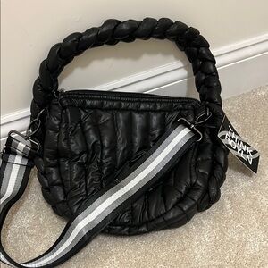 THINK ROYLN Black Quilted Shoulder Bag with Sporty Strap
